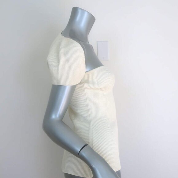 Khaite Ista Ribbed Corset Top Ivory Stretch Knit Size Large NEW - Picture 3 of 7